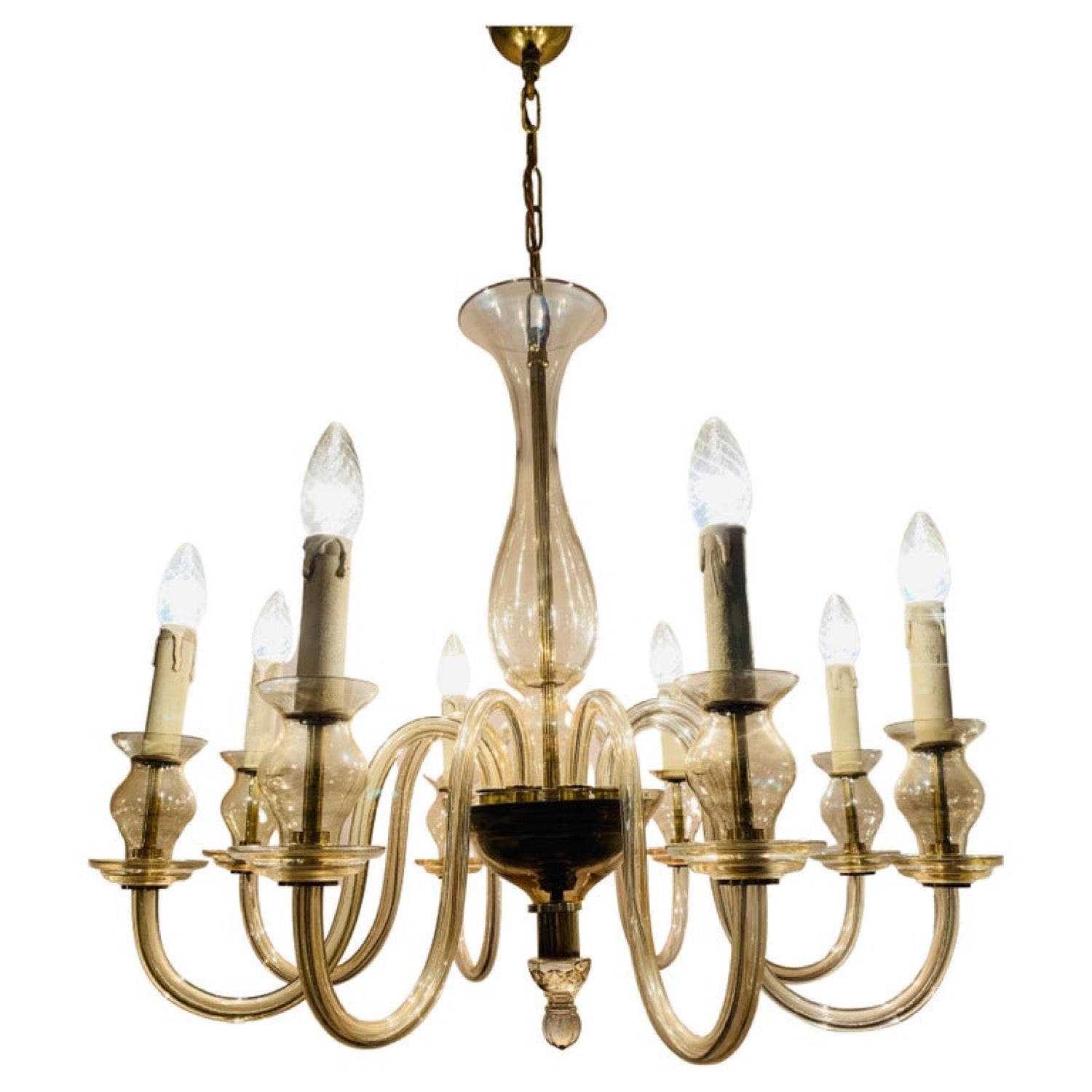 1950s Czech Crystal Glass 8 Arm Chandelier Church Street
