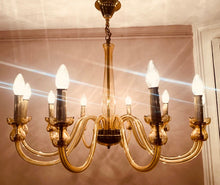 Load image into Gallery viewer, 1950s Czech Crystal Glass 10 Arm Chandelier
