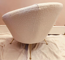 Load image into Gallery viewer, 1950s Italian Curved Armchair with Brass Conical Legs
