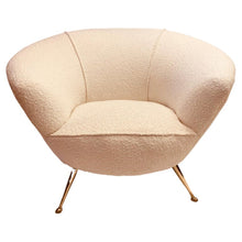 Load image into Gallery viewer, 1950s Italian Curved Armchair with Brass Legs
