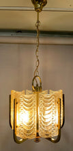 Load image into Gallery viewer, 1950s Swedish Glass &amp; Brass Chandelier by Orrefors
