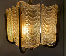 Load image into Gallery viewer, 1950s Swedish Glass &amp; Brass Chandelier by Orrefors
