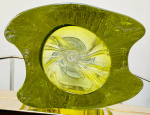 1950s Val St Lambert Lime Green Glass Table Lamp