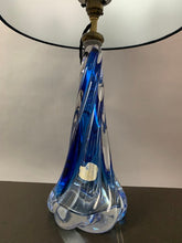 Load image into Gallery viewer, 1950s Val St Lambert Blue Twisted Glass Lamp Base
