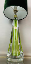 Load image into Gallery viewer, 1950s Val St Lambert Green &amp; Clear Glass Table Lamp
