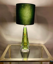 Load image into Gallery viewer, 1950s Val St Lambert Green &amp; Clear Glass Table Lamp
