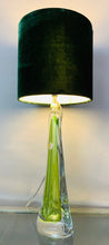 Load image into Gallery viewer, 1950s Val St Lambert Green &amp; Clear Glass Table Lamp
