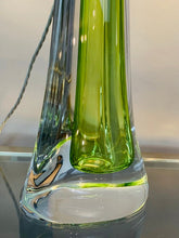Load image into Gallery viewer, 1950s Val St Lambert Green &amp; Clear Glass Table Lamp
