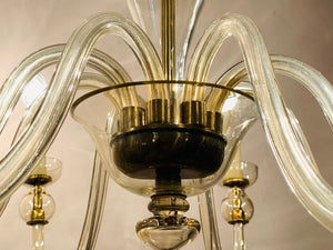 1950s Czech Bohemian Crystal Glass Chandelier