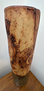 1960s Brutalist Bernard Rooke Cylindrical Pottery Vase