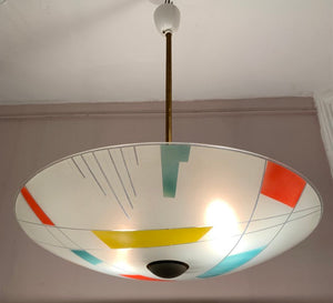 1960s Czech Napako Glass Pendant Light