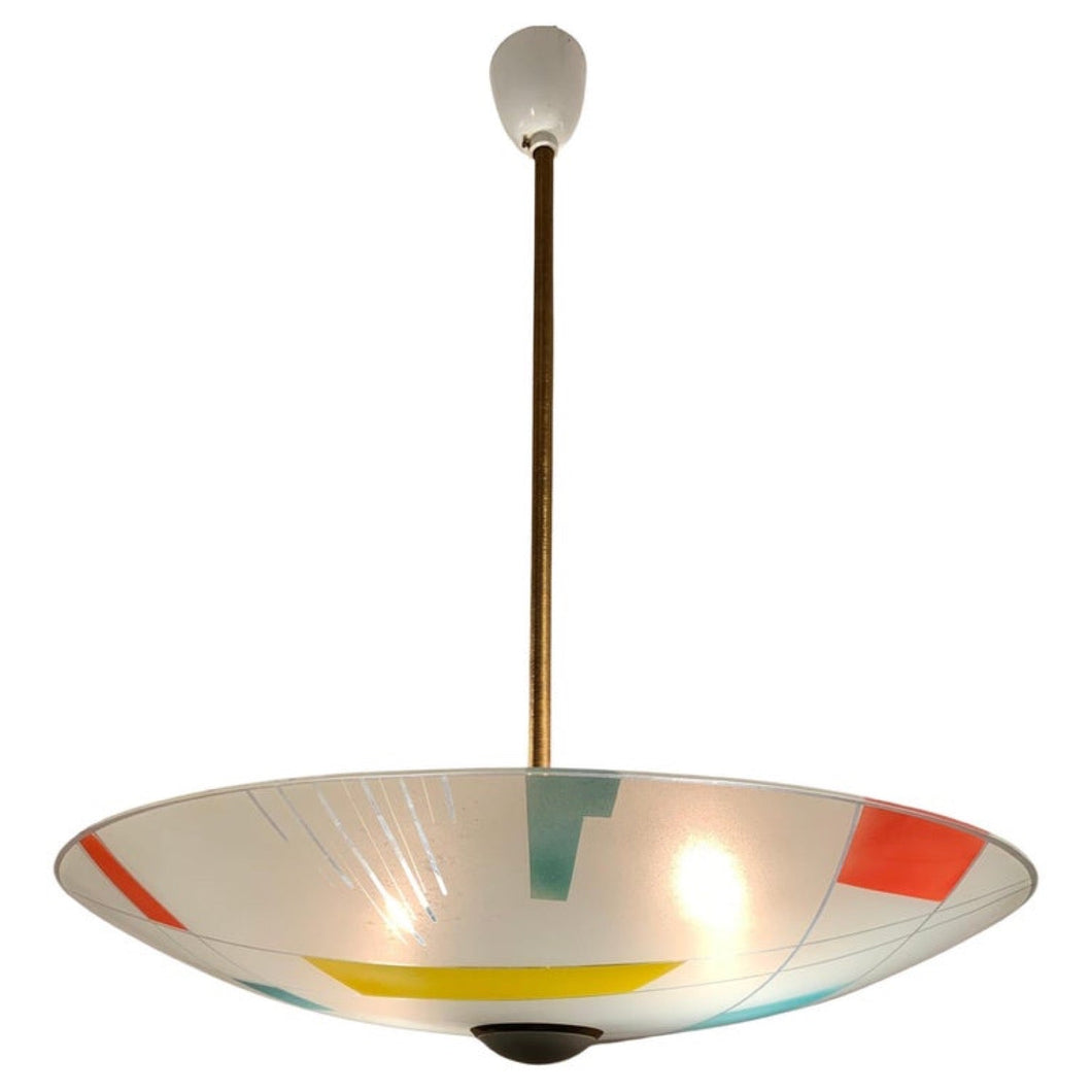 1960s Czech Napako Glass Pendant Light