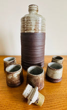 Load image into Gallery viewer, 1960s French Studio Pottery Bottle &amp; Five Cups
