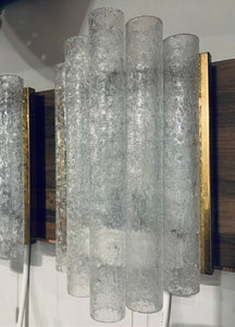 1960s Doria Leuchten Ice Glass & Brass Wall Sconce