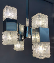 Load image into Gallery viewer, 1960s Small Italian Sciolari Chrome and Glass Pendant Light
