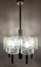 Load image into Gallery viewer, 1960s Italian Mazzega Chrome &amp; Glass Chandelier
