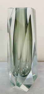 1960s Italian Murano Glass Faceted Geometric Vase
