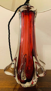 1960s Seguso Style Ruby Red Table Lamp