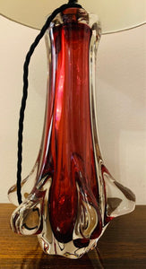 1960s Seguso Style Ruby Red Table Lamp