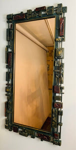 1970s Brutalist American Syroco Bronzed Mirror