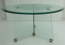 Load image into Gallery viewer, 1970s Circular Brass &amp; Glass Dining Table Leon Rosen Style
