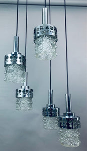 1970s Dutch RAAK Chrome Cascading Hanging Light