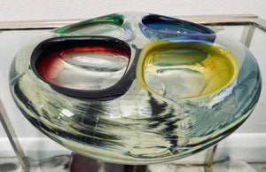 1970s Four Colour Romanian Art Glass Ashtray Bowl