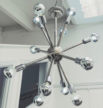 Load image into Gallery viewer, 1970s Chrome 11 Arm Sputnik Ceiling Light. 3 available
