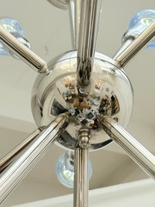 1970s Chrome 11 Arm Sputnik Ceiling Light. 3 available