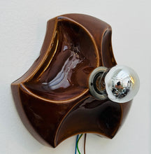 Load image into Gallery viewer, 1970s German Hustadt Glazed Ceramic Brown Fat Lava Wall Sconce
