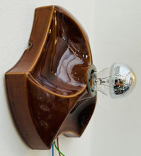 Load image into Gallery viewer, 1970s German Hustadt Glazed Ceramic Brown Fat Lava Wall Sconce
