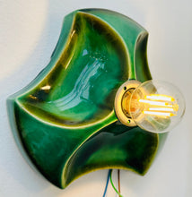 Load image into Gallery viewer, 1970s German Hustadt Glazed Ceramic Green Fat Lava Wall Sconce
