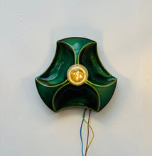 Load image into Gallery viewer, 1970s German Hustadt Glazed Ceramic Green Fat Lava Wall Sconce
