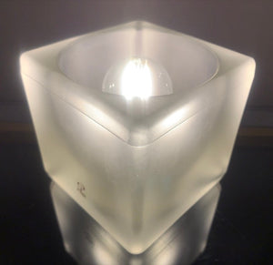 1970s German Putzler Frosted Cube Table Lamp