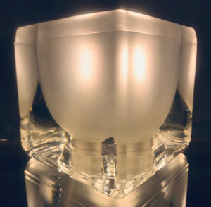 1970s Putzler Frosted Cube Glass Table Lamp
