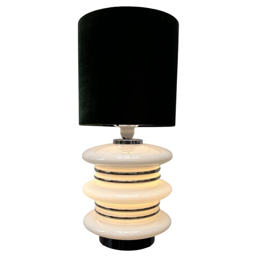 1970s German Chrome & White Glass Table Lamp