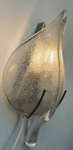 Pair of 1970s Italian Murano Glass Leaf Wall Sconces