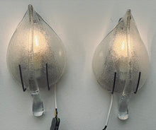 Load image into Gallery viewer, Pair of 1970s Italian Murano Glass Leaf Wall Sconces
