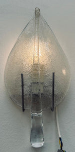 Pair of 1970s Italian Murano Glass Leaf Wall Sconces