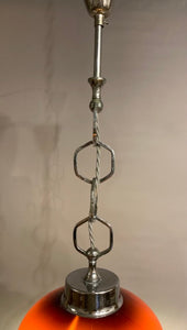 1970s Murano Glass and Chrome Pendant Light