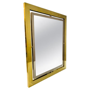 1970s Italian Romeo Rega Brass & Steel Mirror