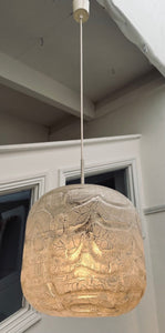 1970s Large Doria Leuchten Crackle Glass Hanging Light