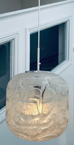 1970s Large Doria Leuchten Crackle Glass Hanging Light