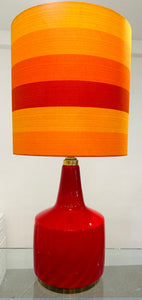 1970s Large German Red Glass and Brass Table Lamp