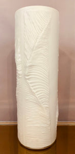 1970s Peill & Putzler White 'Feather' Cylindrical Vase