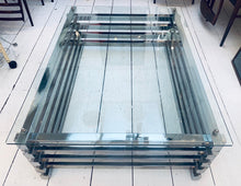 Load image into Gallery viewer, 1970s Italian Stacked Rectangular Chrome &amp; Glass Coffee Table
