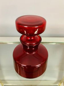 1970s Red Glass Flask with Stopper