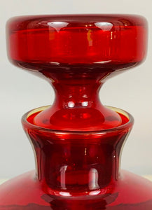 1970s Red Glass Flask with Stopper