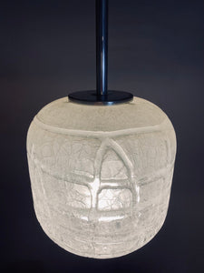 1970s Small Doria Leuchten Crackle Glass Hanging Light