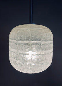 1970s Small Doria Leuchten Crackle Glass Hanging Light